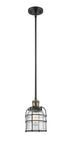 Stem Hung 6" Matte Black Mini Pendant - Seedy Small Bell Cage Glass LED