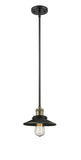 Stem Hung 8" Matte Black Mini Pendant - Matte Black Railroad Shade LED