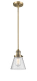 Stem Hung 6" Brushed Satin Nickel Mini Pendant - Seedy Small Cone Glass LED