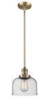 Stem Hung 8" Brushed Satin Nickel Mini Pendant - Seedy Large Bell Glass LED