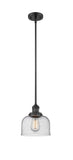 Stem Hung 8" Brushed Satin Nickel Mini Pendant - Seedy Large Bell Glass LED