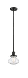 201S-OB-G322 Stem Hung 6.75" Oil Rubbed Bronze Mini Pendant - Clear Olean Glass - LED Bulb - Dimmensions: 6.75 x 6.75 x 7.75<br>Minimum Height : 17.5<br>Maximum Height : 41.5 - Sloped Ceiling Compatible: Yes