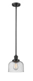 Stem Hung 8" Brushed Satin Nickel Mini Pendant - Seedy Large Bell Glass LED