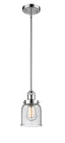 201S-PC-G54 Stem Hung 5" Polished Chrome Mini Pendant - Seedy Small Bell Glass - LED Bulb - Dimmensions: 5 x 5 x 10<br>Minimum Height : 18.25<br>Maximum Height : 42.25 - Sloped Ceiling Compatible: Yes