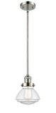 Stem Hung 6.75" Brushed Satin Nickel Mini Pendant - Clear Olean Glass LED