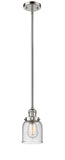 201S-PN-G54 Stem Hung 5" Polished Nickel Mini Pendant - Seedy Small Bell Glass - LED Bulb - Dimmensions: 5 x 5 x 10<br>Minimum Height : 18.25<br>Maximum Height : 42.25 - Sloped Ceiling Compatible: Yes