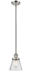 Stem Hung 6" Brushed Satin Nickel Mini Pendant - Seedy Small Cone Glass LED