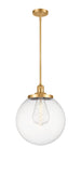 1-Light 14" Satin Gold Pendant - Clear Beacon Glass LED