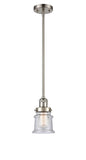 201S-SN-G184S Stem Hung 6.5" Brushed Satin Nickel Mini Pendant - Seedy Small Canton Glass - LED Bulb - Dimmensions: 6.5 x 6.5 x 10<br>Minimum Height : 18<br>Maximum Height : 42 - Sloped Ceiling Compatible: Yes