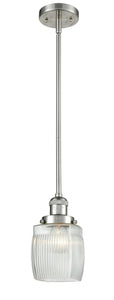 Stem Hung 5.5" Colton Mini Pendant - Square-Rectangle Clear Halophane Glass - Choice of Finish And Incandesent Or LED Bulbs