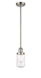 Stem Hung 4.5" Brushed Satin Nickel Mini Pendant - Clear Dover Glass LED