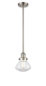 Stem Hung 6.75" Brushed Satin Nickel Mini Pendant - Clear Olean Glass LED