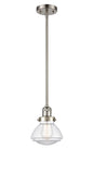 Stem Hung 6.75" Brushed Satin Nickel Mini Pendant - Clear Olean Glass LED