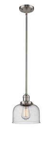 Stem Hung 8" Brushed Satin Nickel Mini Pendant - Seedy Large Bell Glass LED