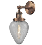 1-Light 6.5" Geneseo Sconce - Teardrop Clear Crackled Glass - Choice of Finish And Incandesent Or LED Bulbs