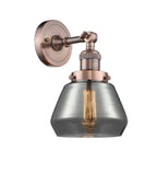 1-Light 7" Fulton Sconce - Plated Smoke Fulton Glass - Choice of Finish And Incandesent Or LED Bulbs