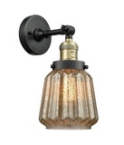 203-BAB-G146 1-Light 7" Black Antique Brass Sconce - Mercury Plated Chatham Glass - LED Bulb - Dimmensions: 7 x 9 x 12 - Glass Up or Down: Yes