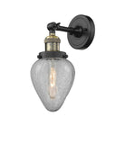 203-BAB-G165 1-Light 6.5" Black Antique Brass Sconce - Clear Crackle Geneseo Glass - LED Bulb - Dimmensions: 6.5 x 9 x 14 - Glass Up or Down: Yes