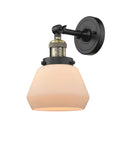 203-BAB-G171 1-Light 7" Black Antique Brass Sconce - Matte White Cased Fulton Glass - LED Bulb - Dimmensions: 7 x 9 x 11 - Glass Up or Down: Yes