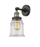 203-BAB-G182 1-Light 6.5" Black Antique Brass Sconce - Clear Canton Glass - LED Bulb - Dimmensions: 6.5 x 9 x 11 - Glass Up or Down: Yes