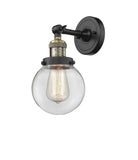 203-BAB-G202-6 1-Light 6" Black Antique Brass Sconce - Clear Beacon Glass - LED Bulb - Dimmensions: 6 x 8 x 12 - Glass Up or Down: Yes