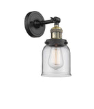 203-BAB-G52 1-Light 5" Black Antique Brass Sconce - Clear Small Bell Glass - LED Bulb - Dimmensions: 5 x 7 x 10 - Glass Up or Down: Yes