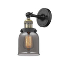 1-Light 5" Brushed Satin Nickel Sconce - Plated Smoke Small Bell Glass LED