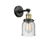203-BAB-G54 1-Light 5" Black Antique Brass Sconce - Seedy Small Bell Glass - LED Bulb - Dimmensions: 5 x 7 x 10 - Glass Up or Down: Yes