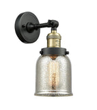 203-BAB-G58 1-Light 5" Black Antique Brass Sconce - Silver Plated Mercury Small Bell Glass - LED Bulb - Dimmensions: 5 x 7 x 12 - Glass Up or Down: Yes