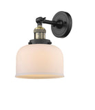 203-BAB-G71 1-Light 8" Black Antique Brass Sconce - Matte White Cased Large Bell Glass - LED Bulb - Dimmensions: 8 x 9.375 x 12 - Glass Up or Down: Yes