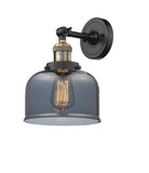 203-BAB-G73 1-Light 8" Black Antique Brass Sconce - Plated Smoke Large Bell Glass - LED Bulb - Dimmensions: 8 x 9.375 x 12 - Glass Up or Down: Yes