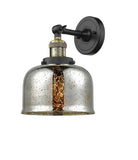 203-BAB-G78 1-Light 8" Black Antique Brass Sconce - Silver Plated Mercury Large Bell Glass - LED Bulb - Dimmensions: 8 x 9.375 x 12 - Glass Up or Down: Yes