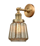 203-BB-G146 1-Light 7" Brushed Brass Sconce - Mercury Plated Chatham Glass - LED Bulb - Dimmensions: 7 x 9 x 12 - Glass Up or Down: Yes