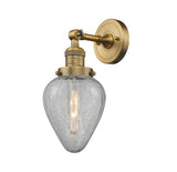 203-BB-G165 1-Light 6.5" Brushed Brass Sconce - Clear Crackle Geneseo Glass - LED Bulb - Dimmensions: 6.5 x 9 x 14 - Glass Up or Down: Yes