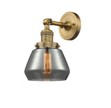 203-BB-G173 1-Light 7" Brushed Brass Sconce - Plated Smoke Fulton Glass - LED Bulb - Dimmensions: 7 x 9 x 11 - Glass Up or Down: Yes