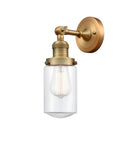 203-BB-G312 1-Light 4.5" Brushed Brass Sconce - Clear Dover Glass - LED Bulb - Dimmensions: 4.5 x 7.5 x 12.75 - Glass Up or Down: Yes