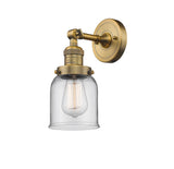 1-Light 5" Brushed Satin Nickel Sconce - Clear Small Bell Glass LED