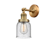 203-BB-G54 1-Light 5" Brushed Brass Sconce - Seedy Small Bell Glass - LED Bulb - Dimmensions: 5 x 7 x 10 - Glass Up or Down: Yes