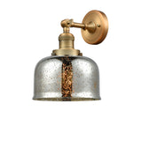203-BB-G78 1-Light 8" Brushed Brass Sconce - Silver Plated Mercury Large Bell Glass - LED Bulb - Dimmensions: 8 x 9.375 x 12 - Glass Up or Down: Yes