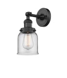 203-BK-G52 1-Light 5" Matte Black Sconce - Clear Small Bell Glass - LED Bulb - Dimmensions: 5 x 7 x 10 - Glass Up or Down: Yes