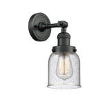 203-BK-G54 1-Light 5" Matte Black Sconce - Seedy Small Bell Glass - LED Bulb - Dimmensions: 5 x 7 x 10 - Glass Up or Down: Yes