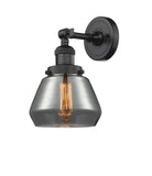 1-Light 7" Brushed Satin Nickel Sconce - Plated Smoke Fulton Glass LED