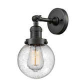 203-OB-G204-6 1-Light 6" Oil Rubbed Bronze Sconce - Seedy Beacon Glass - LED Bulb - Dimmensions: 6 x 8 x 12 - Glass Up or Down: Yes