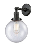 203-OB-G204-8 1-Light 8" Oil Rubbed Bronze Sconce - Seedy Beacon Glass - LED Bulb - Dimmensions: 8 x 9.125 x 14 - Glass Up or Down: Yes