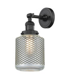 203-OB-G262 1-Light 6" Oil Rubbed Bronze Sconce - Vintage Wire Mesh Stanton Glass - LED Bulb - Dimmensions: 6 x 8 x 14 - Glass Up or Down: Yes