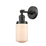 203-OB-G311 1-Light 4.5" Oil Rubbed Bronze Sconce - Matte White Cased Dover Glass - LED Bulb - Dimmensions: 4.5 x 7.5 x 12.75 - Glass Up or Down: Yes