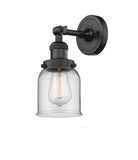 203-OB-G52 1-Light 5" Oil Rubbed Bronze Sconce - Clear Small Bell Glass - LED Bulb - Dimmensions: 5 x 7 x 10 - Glass Up or Down: Yes