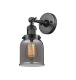 203-OB-G53 1-Light 5" Oil Rubbed Bronze Sconce - Plated Smoke Small Bell Glass - LED Bulb - Dimmensions: 5 x 7 x 10 - Glass Up or Down: Yes