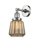 203-PC-G146 1-Light 7" Polished Chrome Sconce - Mercury Plated Chatham Glass - LED Bulb - Dimmensions: 7 x 9 x 12 - Glass Up or Down: Yes