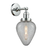 203-PC-G165 1-Light 6.5" Polished Chrome Sconce - Clear Crackle Geneseo Glass - LED Bulb - Dimmensions: 6.5 x 9 x 14 - Glass Up or Down: Yes
